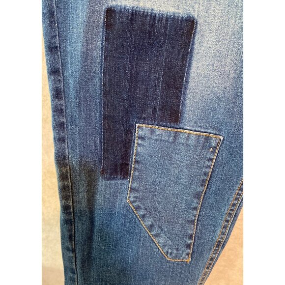 Premium Denim House Distressed Stretch Skinny Jeans Patchwork Legs Size 14 - Picture 7 of 11